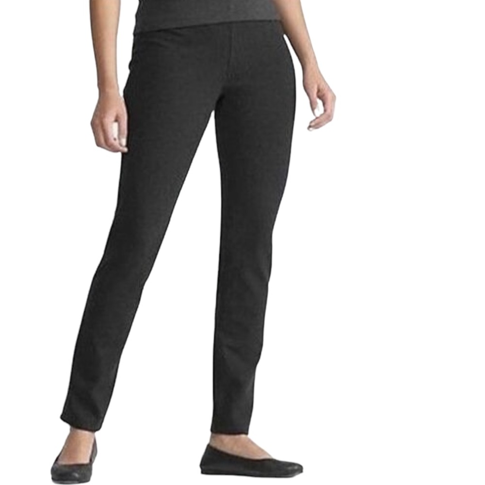 Eileen Fisher Charcoal Slim Straight Melanged Viscose Stretch Ponte Pants Size L